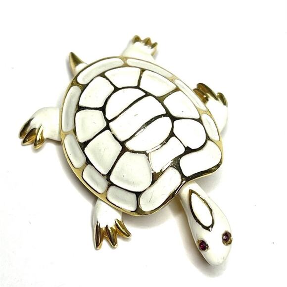Vintage Brooch Signed Marcel Boucher Turtle Marboux Vtg Costume Jewelry Pin F021 - Picture 1 of 6